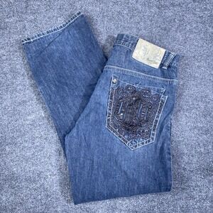 VTG Y2K SouthPole Premium Jeans Embroidered Flap Pocket Blue Denim Men's 36x31